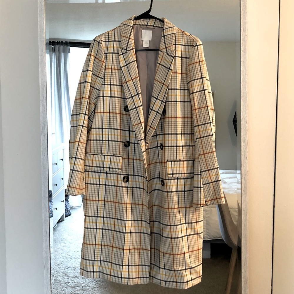 Plaid, Knee-Length Trench Coat